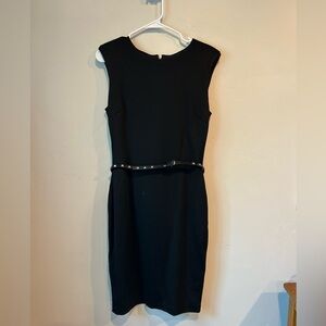 Cache Black Midi Dress with Studded Belt Professional Rocker Punk Size 10